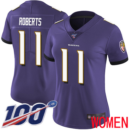 Baltimore Ravens Limited Purple Women Seth Roberts Home Jersey NFL Football #11 100th Season Vapor Untouchable